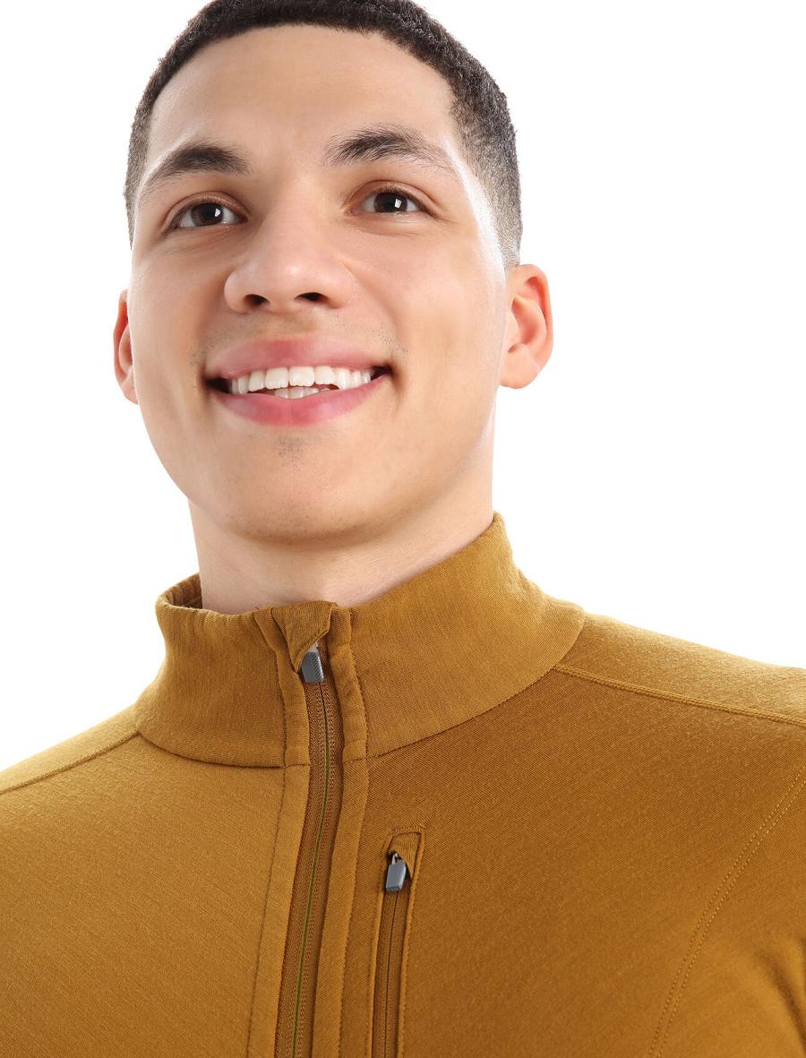 Men's Icebreaker RealFleece™ Merino Descender Long Sleeve Zip Jackets Clove | CA 1705QMAZ